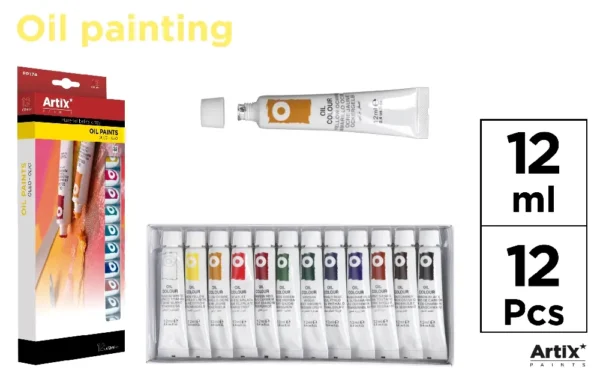 OIL PAINT SET 12 ml TUBES.