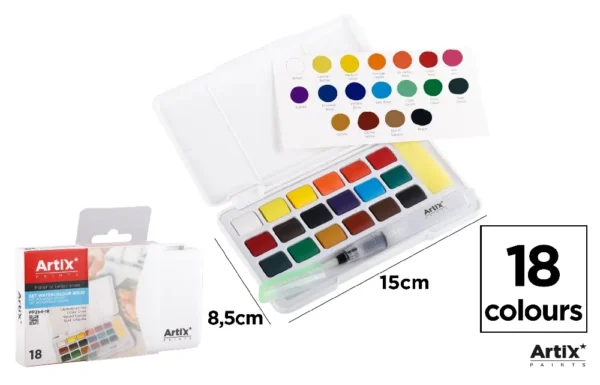 SOLID WATERCOLOUR PAINT 18 COLOURS.