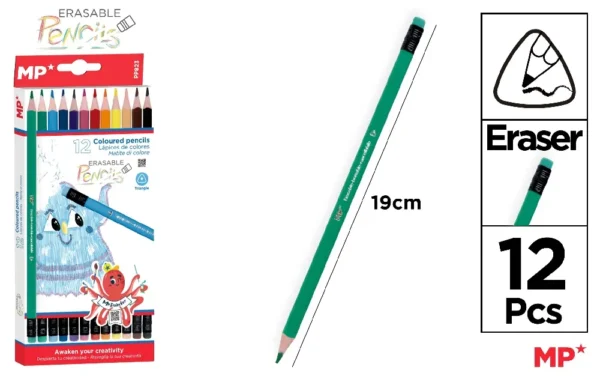 COLOUR PENCILS WITH ERASER