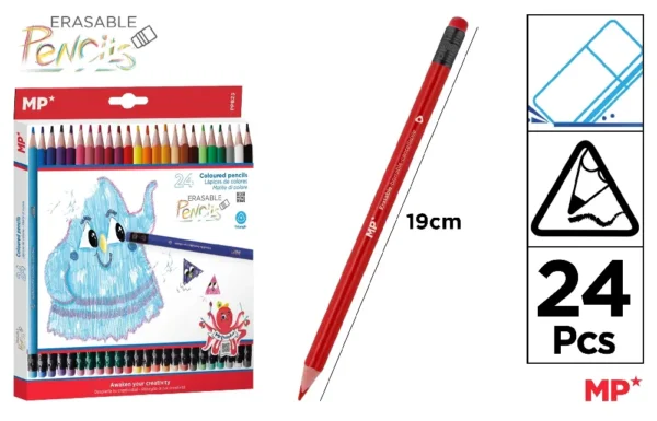 COLOUR PENCILS WITH ERASER