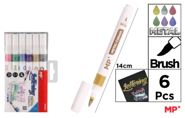 METALLIC BRUSH TIP MARKERS.