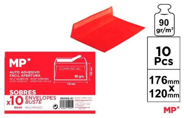 COLOR SELF-ADHESIVE COMERCIAL ENVELOPES.
