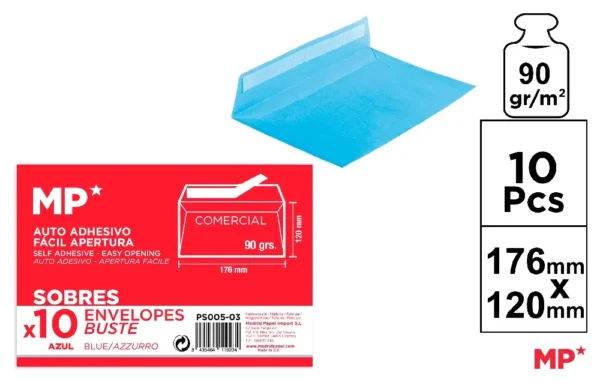 COLOR SELF-ADHESIVE COMERCIAL ENVELOPES.
