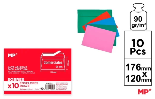 COLOR SELF-ADHESIVE COMERCIAL ENVELOPES.