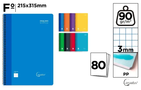 SPIRAL NOTEBOOK POLYPROPYLENE COVER 80 S