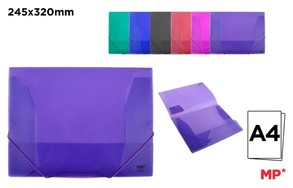 POLYPROPYLENE FOLDER WITH FLAPS AND ELAS