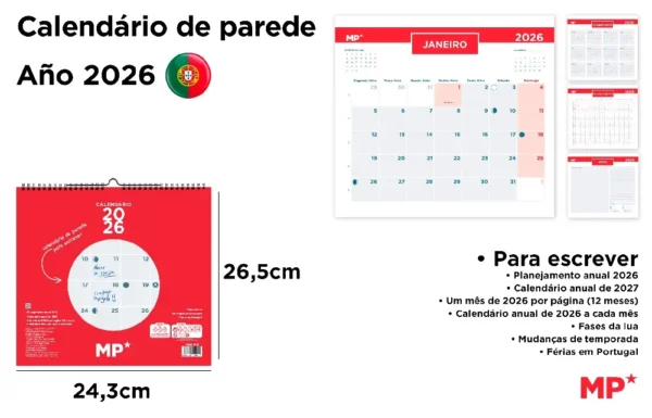WALL CALENDAR 24.3 x 26.5 cm 2026.