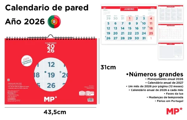 WALL CALENDAR 31 x 43.5 cm 2026.