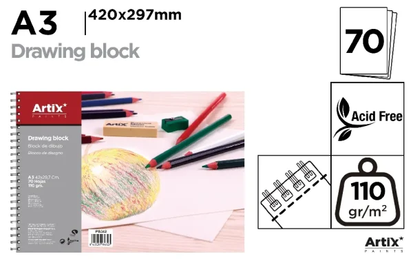 DRAWING BLOCK A3 70 SHEETS 110 g/m²