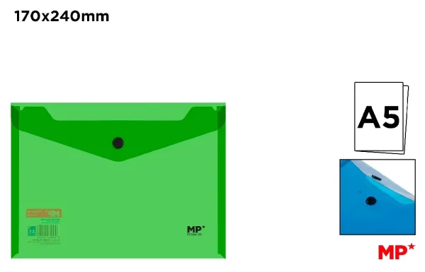 POLYPROPYLENE ENVELOPE FOLDER WITH BUTTO