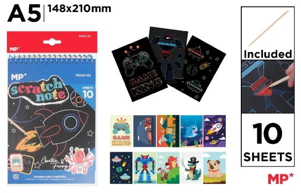 SCRATCH PAD ALBUM BLACK A5 10 SHEETS.