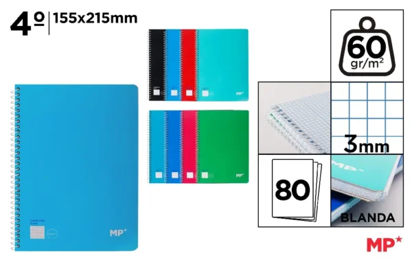 SPIRAL NOTEBOOK SOFT CARDBOARD COVER 80