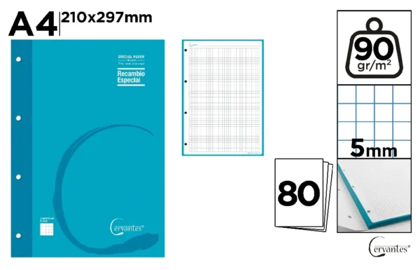 COLOR REFILL FOR RING BINDERS 80 SHEETS.