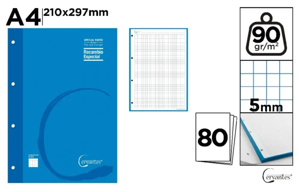 COLOR REFILL FOR RING BINDERS 80 SHEETS.