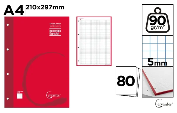 COLOR REFILL FOR RING BINDERS 80 SHEETS.