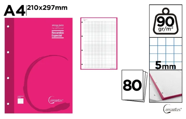 COLOR REFILL FOR RING BINDERS 80 SHEETS.