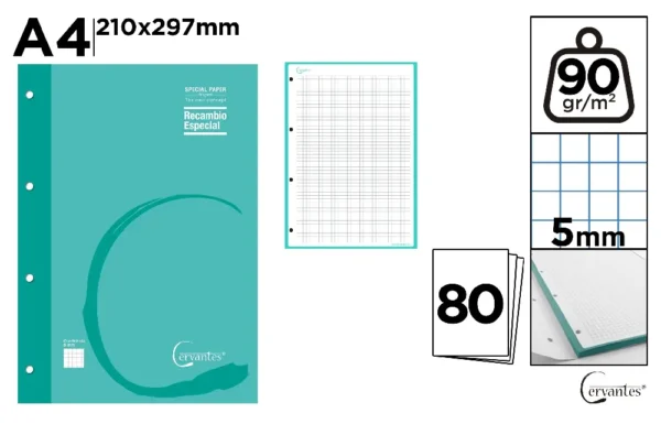 COLOR REFILL FOR RING BINDERS 80 SHEETS.