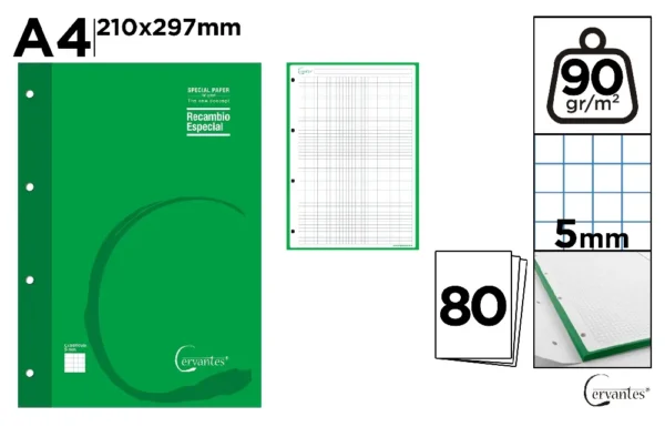 COLOR REFILL FOR RING BINDERS 80 SHEETS.