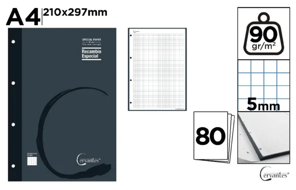 COLOR REFILL FOR RING BINDERS 80 SHEETS.