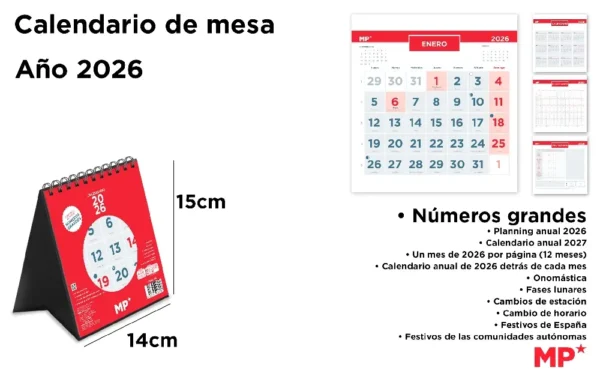 CALENDARIO DE MESA  14 x 15 cm 2026.