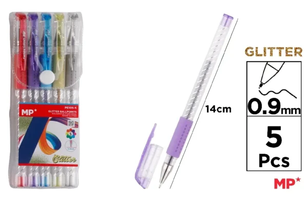 GLITTER COLOUR BALLPOINT PEN.