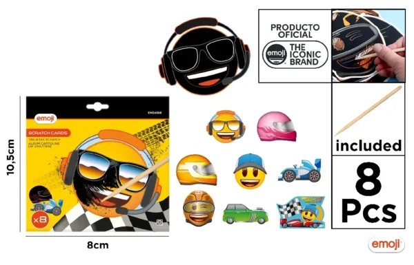 SCRATCH CARD 15X15CM 8UDS EMOJI
