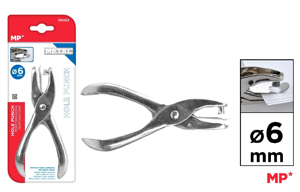 SINGLE HOLE METALLIC PLIER PUNCH 6 SHEET