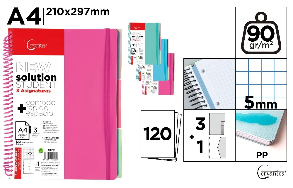 SPIRAL NOTEBOOK POLYPROPYLENE COVER 120.