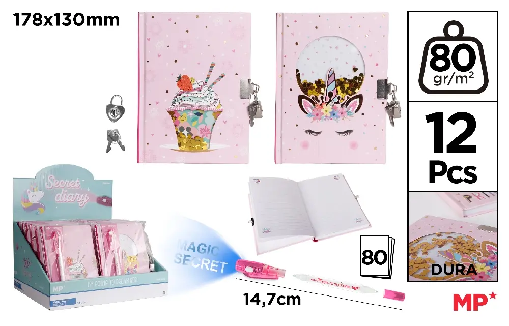 PADLOCK NOTEBOOK+INVISIBLE INK PEN MAGIC