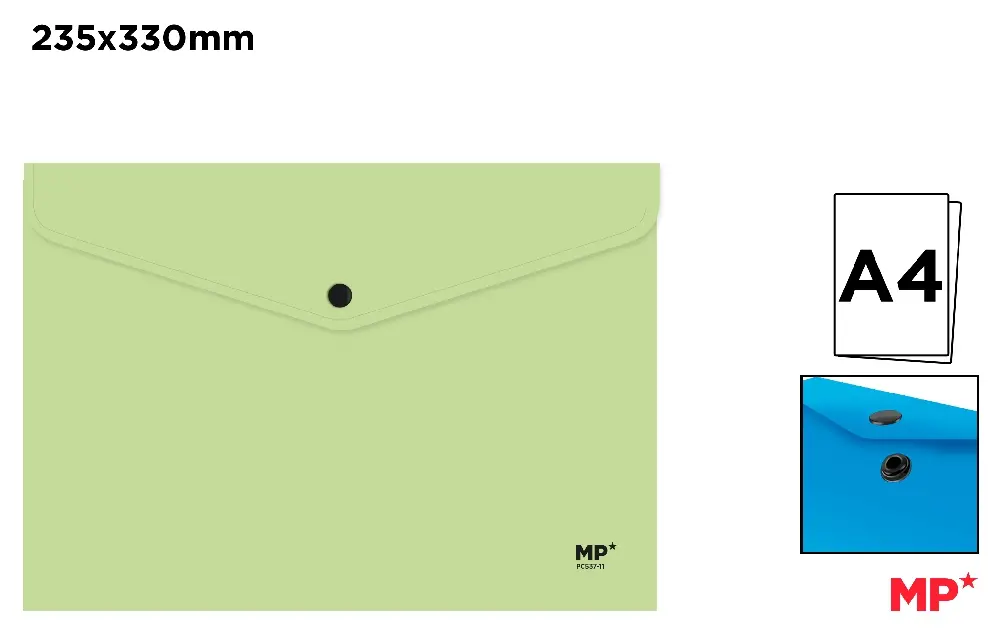 POLYPROPYLENE ENVELOPE FOLDER WITH BUTTO