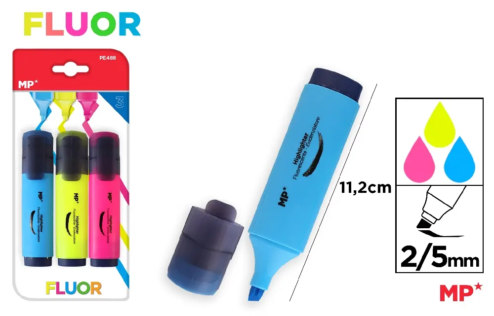 HIGHLIGHTER MARKER CHISEL TIP 2.0-5.0 mm