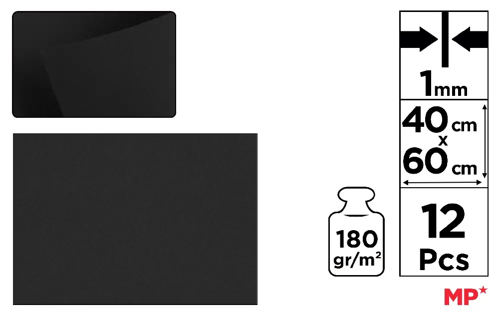 COLOURED FELT 40 x 60 cm 180 g/m² 12 u.