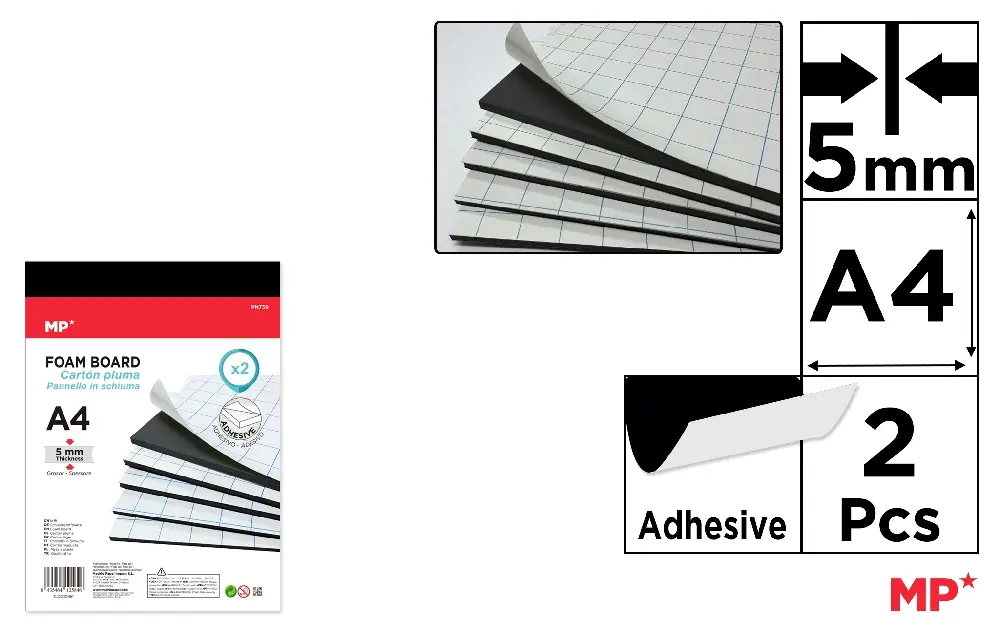 HIGH-QUALITY ADHESIVE FOAM BOARD A4 5 mm