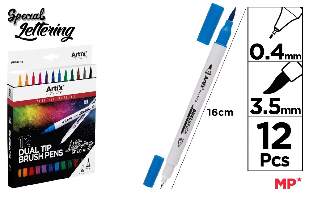 DOUBLE TIP BRUSH MARKER LETTERING 12 UNI