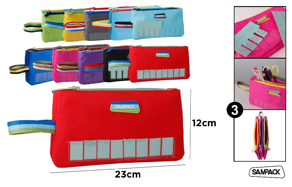 DIY NAME THREE-ZIPPER PENCIL CASE