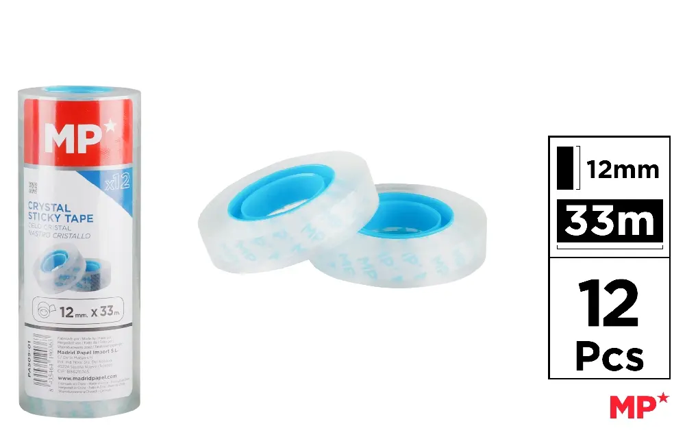 CRYSTAL ADHESIVE TAPE 12 mmX33M 12 UNITS
