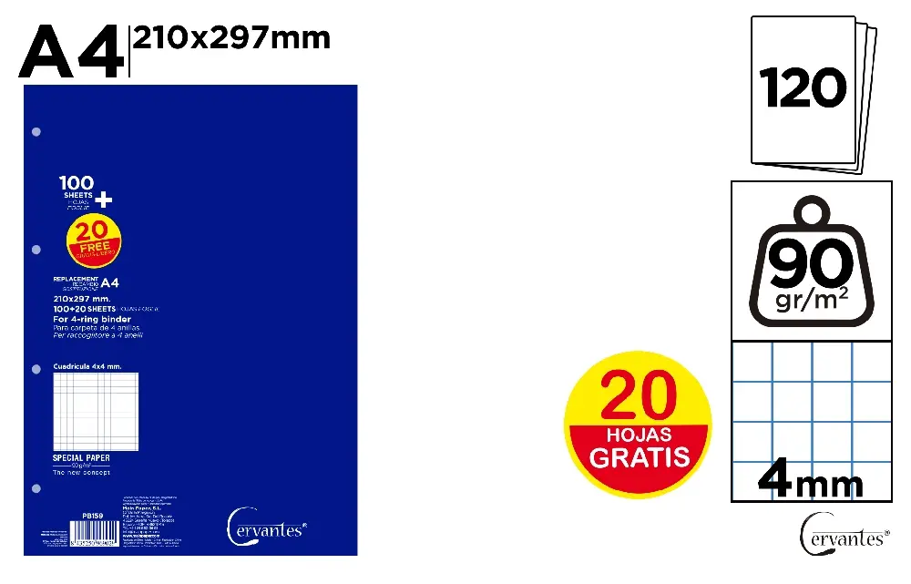 REFILL FOR RING BINDERS 100+20 SHEETS 90