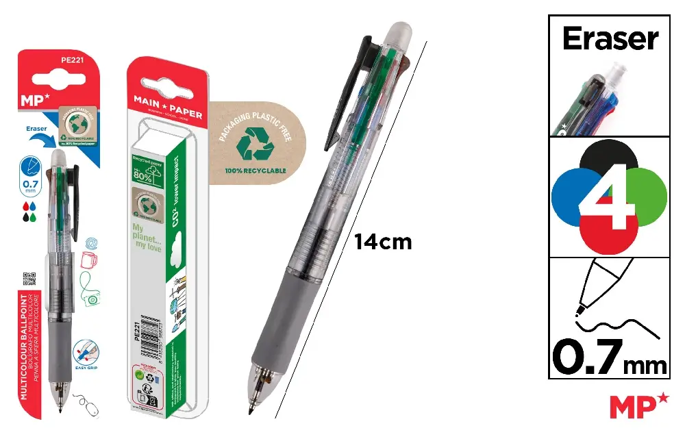 4-COLOUR BALLPOINT PEN 0.7 mm & MECHANIC