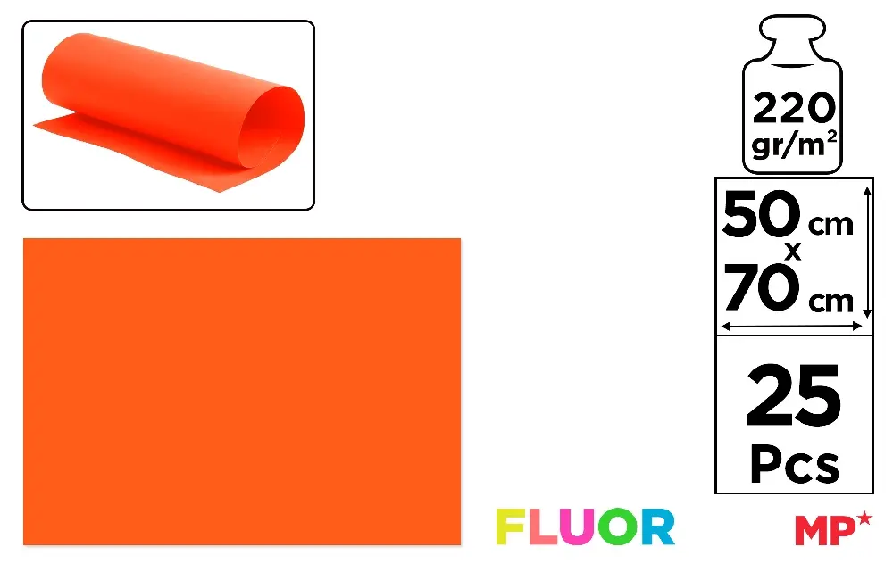 FLUORESCENT CARDBOARD CARD 50 x 70 cm cm