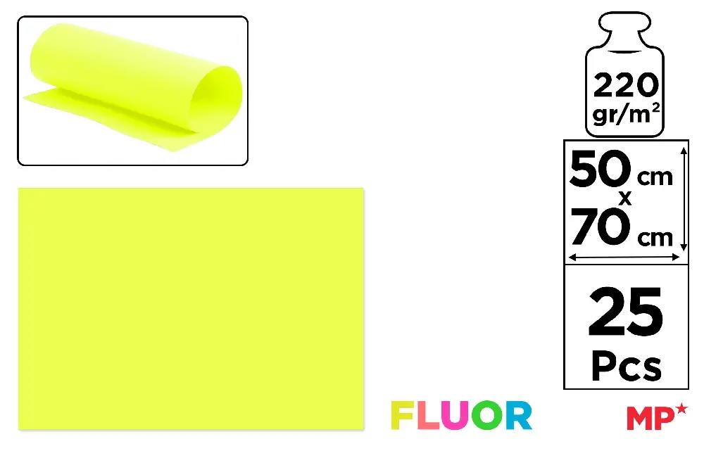 FLUORESCENT CARDBOARD CARD 50 x 70 cm cm