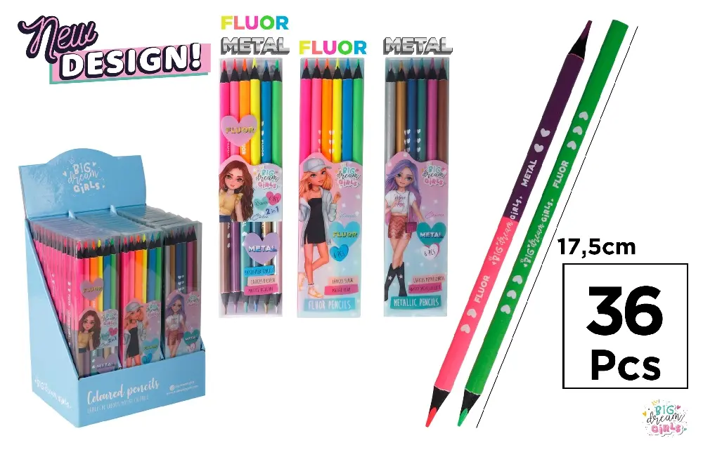 BICOLOUR PENCIL FLUOR AND METAL BDG 6 UN