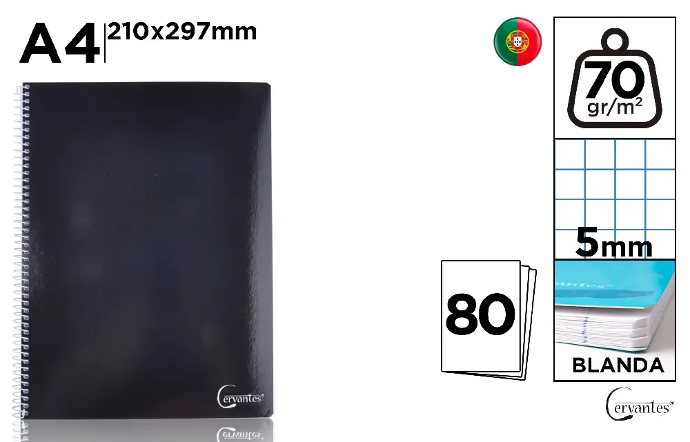 NOTEBOOK BLUE COVER A4 70 g/m² 5x5 mm.