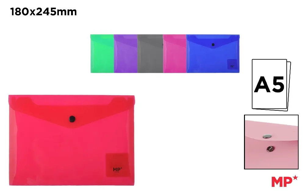 POLYPROPYLENE ENVELOPE FOLDER WITH BUTTO