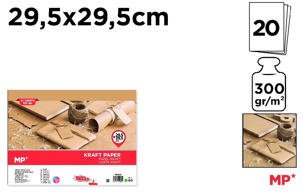 KRAFT PAPER 20 SHEETS 300 g/m².