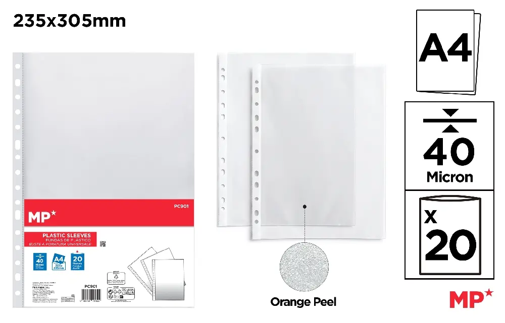 MULTI-PUNCHED TRANSPARENT FOLIO POCKETS