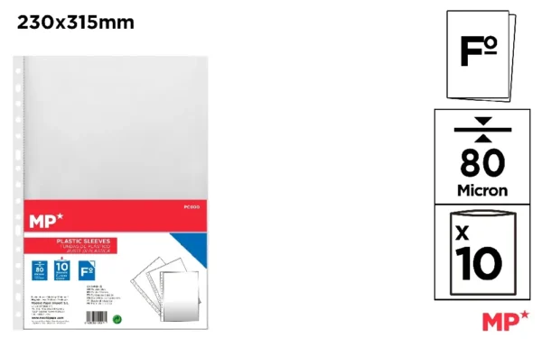 MULTI-PUNCHED TRANSPARENT FOLIO POCKETS.