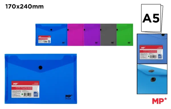 POLYPROPYLENE ENVELOPE FOLDER WITH BUTTO