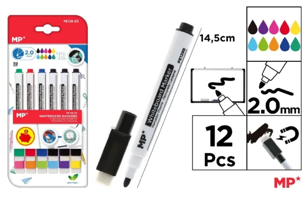 WHITEBOARD MARKER 12 U. ASSORTED COLORS.