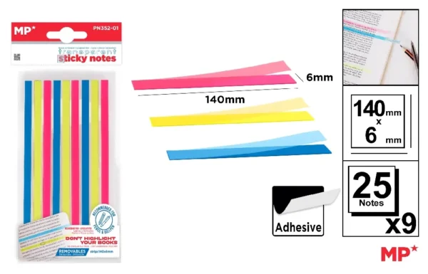 TRANSPARENT STICKY NOTES 140X6MM 25HX9.