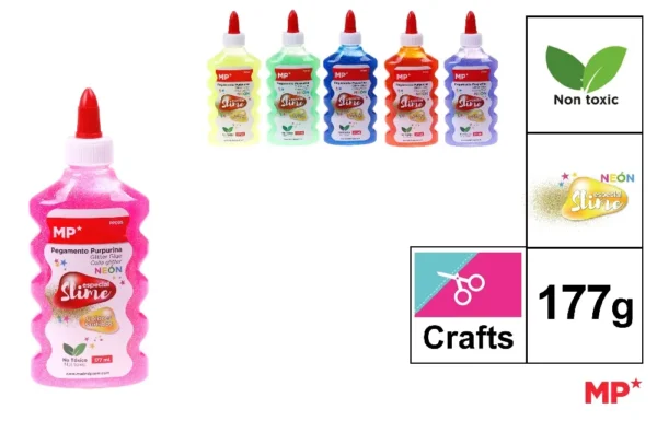 NEÓN COLOURED GLITTER GLUE FOR SLIME